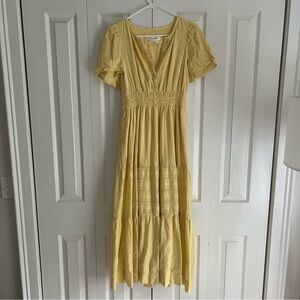 Anthropologie Somerset Maxi Dress, butter yellow color, size small